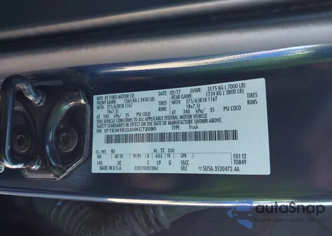 2017 Ford F-150 Xlt from USA, damaged, VIN 1FTEW1EG3HKC72090